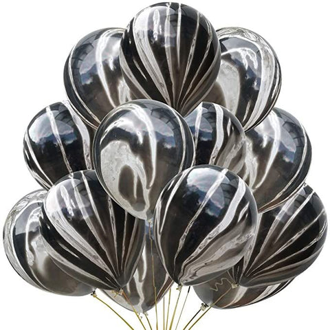 Black Marble Latex Party Balloons